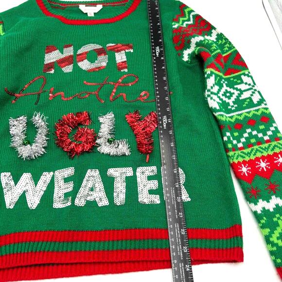 Junior Women XL 15-17 Red Green Not Another Ugly Sweater Christmas Holiday Party - Picture 8 of 9